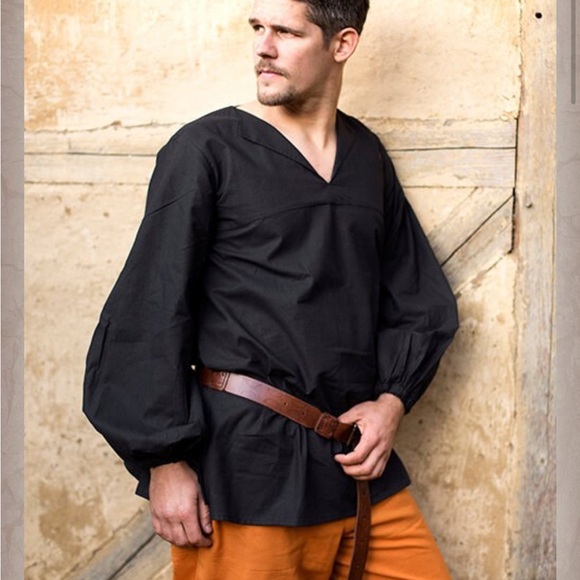 Epic Armoury Godfrey Shirt Epic Black Men's XL Larping Renaissance Castlecore - Picture 1 of 9